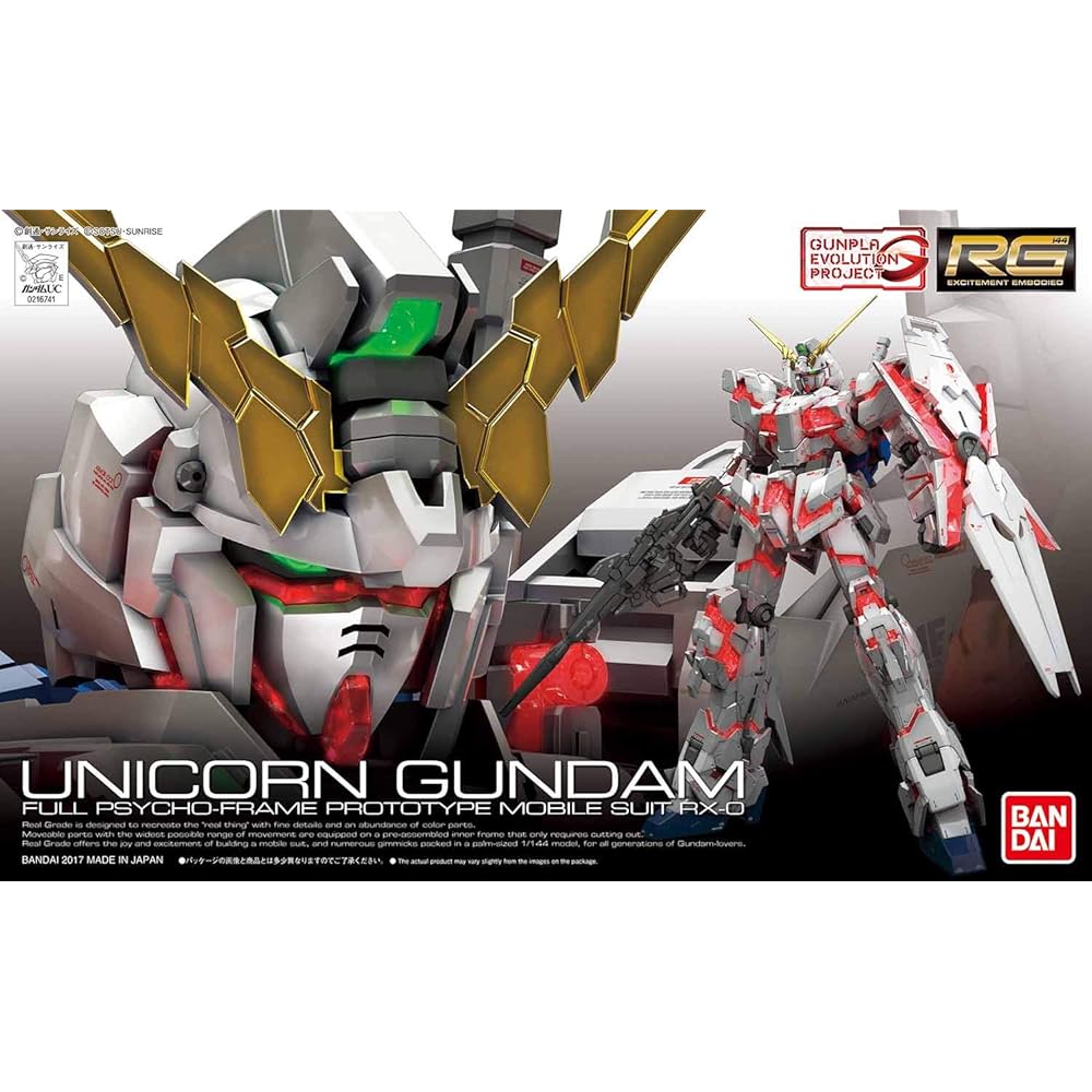 RG Gundam Unicorn 1/144 Scale Color-Coded Model Kit Plastic Assembly Toy