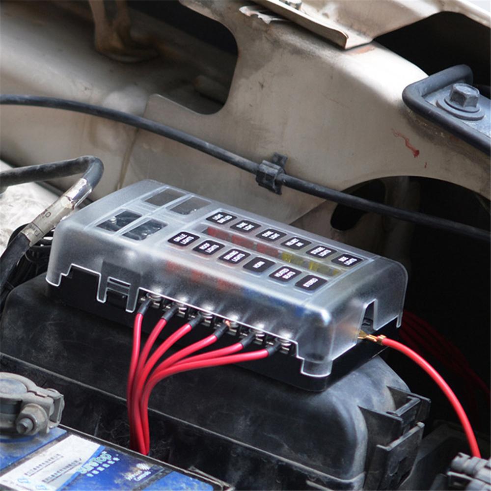 12/10/8/6 Wege Auto Flachsicherungshalter Sicherungskasten Modifizierter Klemmenblock Sicherung mit LED-Warnleuchte für Auto Boot Marine Trike 12V 24V