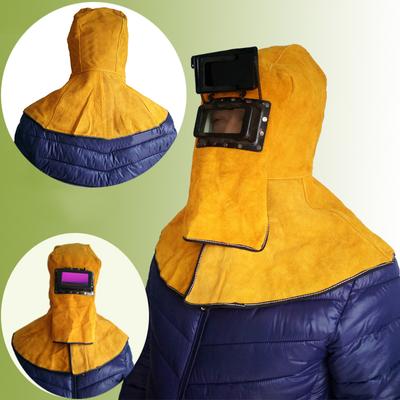 Nuevo casco de soldadura con filtro de oscurecimiento automático solar de cuero que protege la lente
