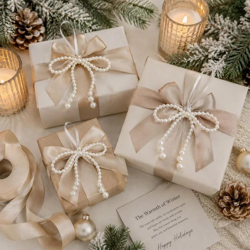 1/20Pcs Imitation Pearl Bowknot Hanging Pendant Xmas Party Garland Home Decoration Christmas Bowknot Tree Topper Decoration