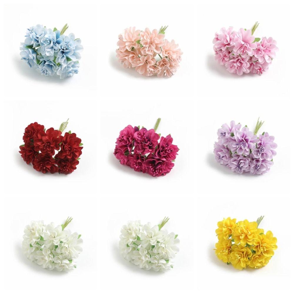 6Pcs/Set Handmade Fake Flowers 11CM Flowers Bouquet Elegant Artificial Flowers Decor  Home Decor