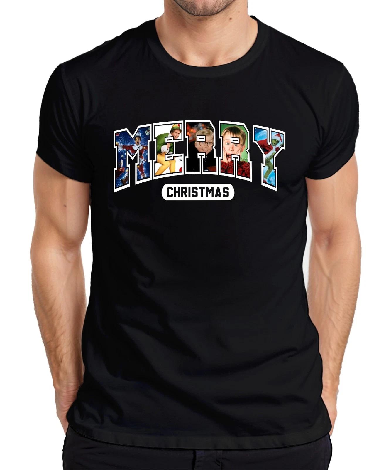 Merry Christmas Weihnachtsfilm Home Alone Elf Grinch Retro Herren T-Shirt XL