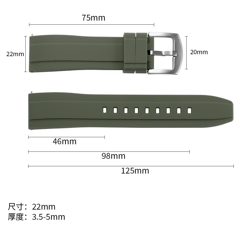 20mm 22mm Silicone New Sports Fashion Belt One Piece FKM Watch Strap Rubber Watch Band Wristband for Seiko for Omega for Casio