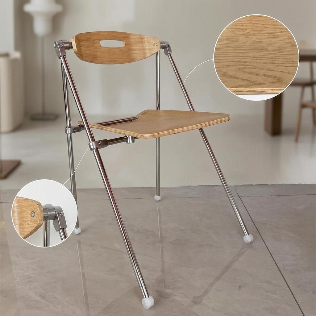 Wooden Folding Chair Space-Saving Minimalist for Small Apartments