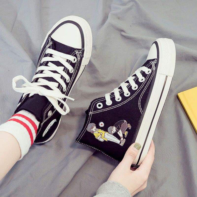 Fleece thickened high-top canvas shoes for women's winter students, Korean version of versatile flat bottom 2025 new thermal cotton shoes for women