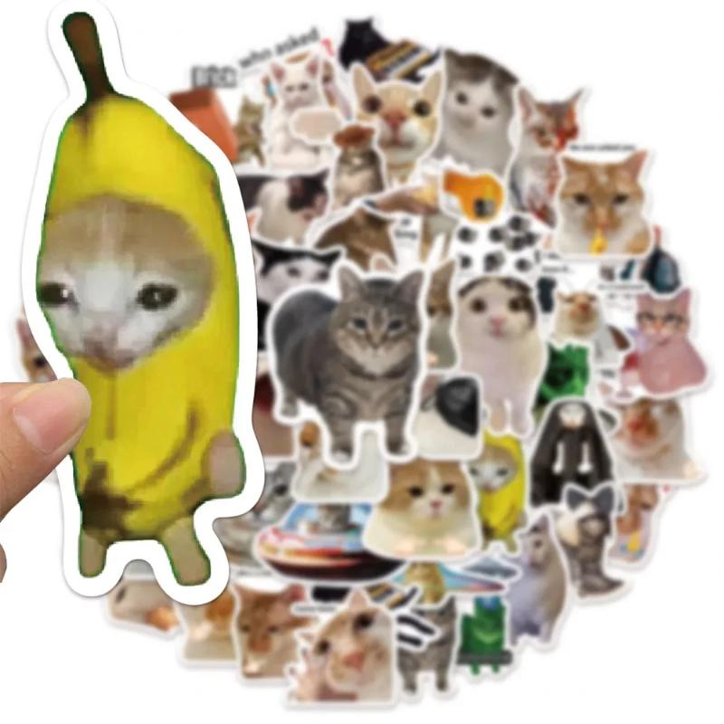 50PCS Funny Cute Cat MEME Animals Stickers Kawaii DIY Scrapbook Notebook Luggage Laptop Skateboard Fridge Decor Sticker