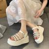 Platform Sandals Summer New Fashion Versatile One-word Buckle Type with Cool Slippers Exquisite Slippers