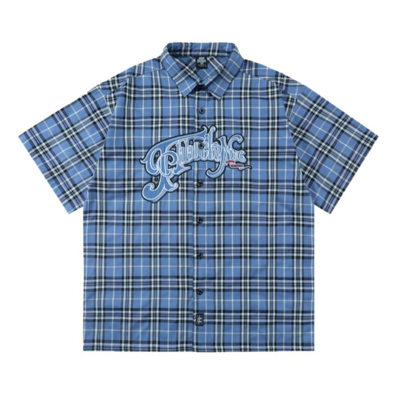 Västkust Chicano Gangsterstil Kursiv Skrift Rutig Skjorta