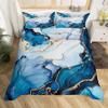 Blue Marble Duvet Cover, Geometric Comforter Cover Twin Queen Size Golden Stone Pattern Bedding Set Abstract Trippy Quilt Cover