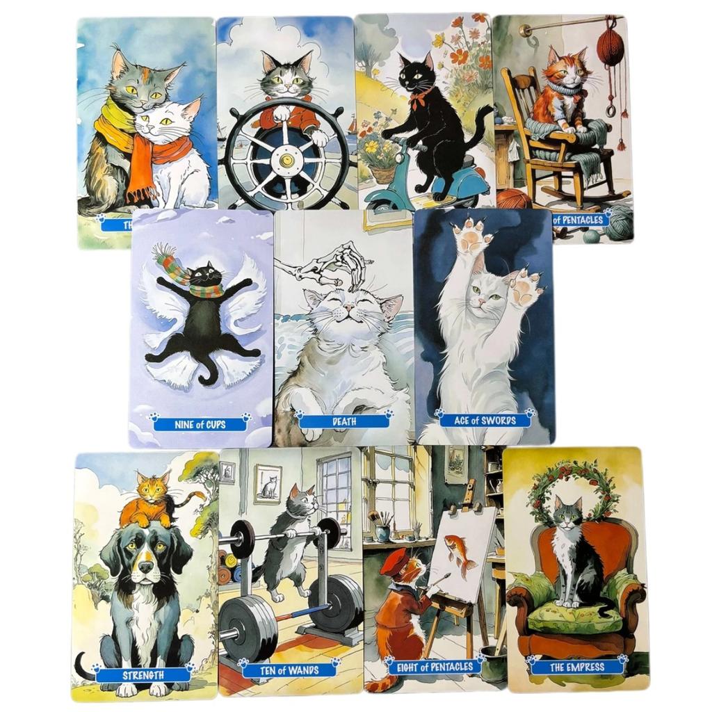 Mew Cruise Tarot Cards 10.3*6cm 78 Tarot Cards with Cute Cat Artwork, Divination Board Game for Cat Lovers and Beginners
