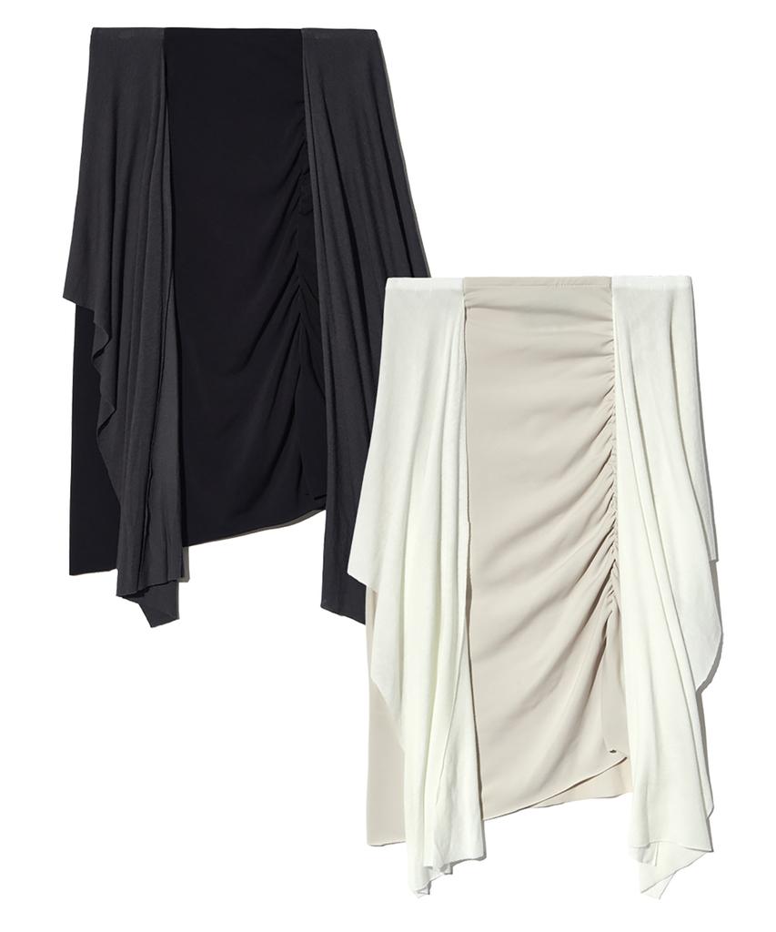 Peace Maker Ts Tiered Shirring Skirt (Beige)