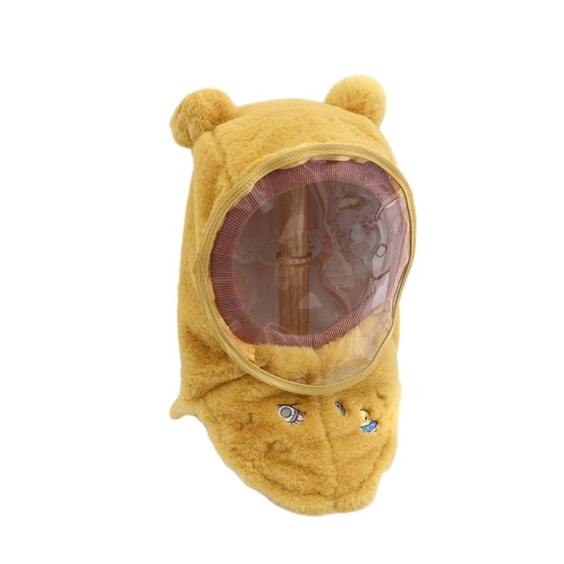 

Soft & Warm Children Windproof Hood Mask Cute Ears Kids Windproof Hood Mask Stylish Baby Hat Polyester for Boys Girls жовтий