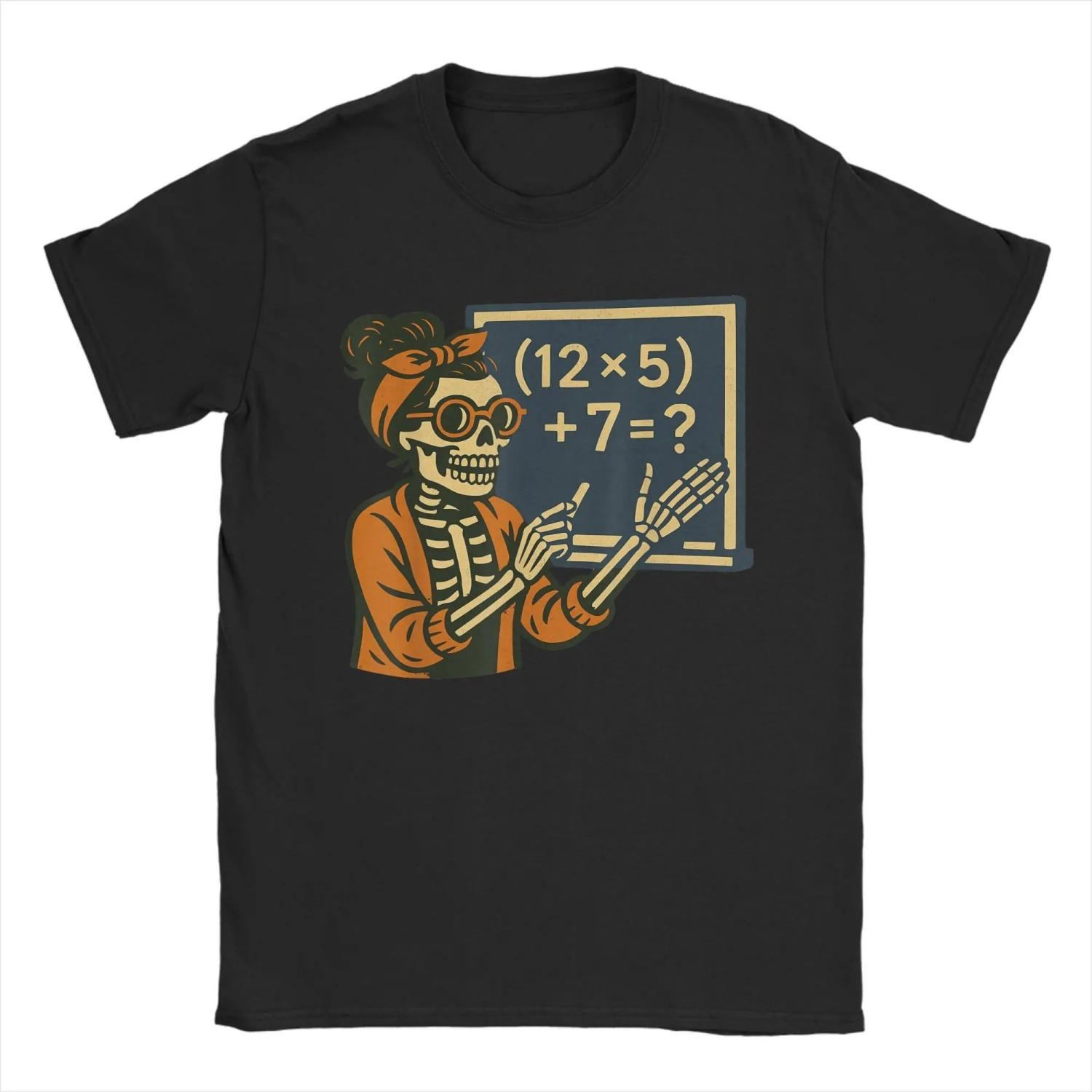 

Novelty 67 Teacher Halloween Skeleton Six Seven Meme Brainrot Math T-Shirts for O Neck Cotton T Shirts Tees Plus Size Tops S чёрный