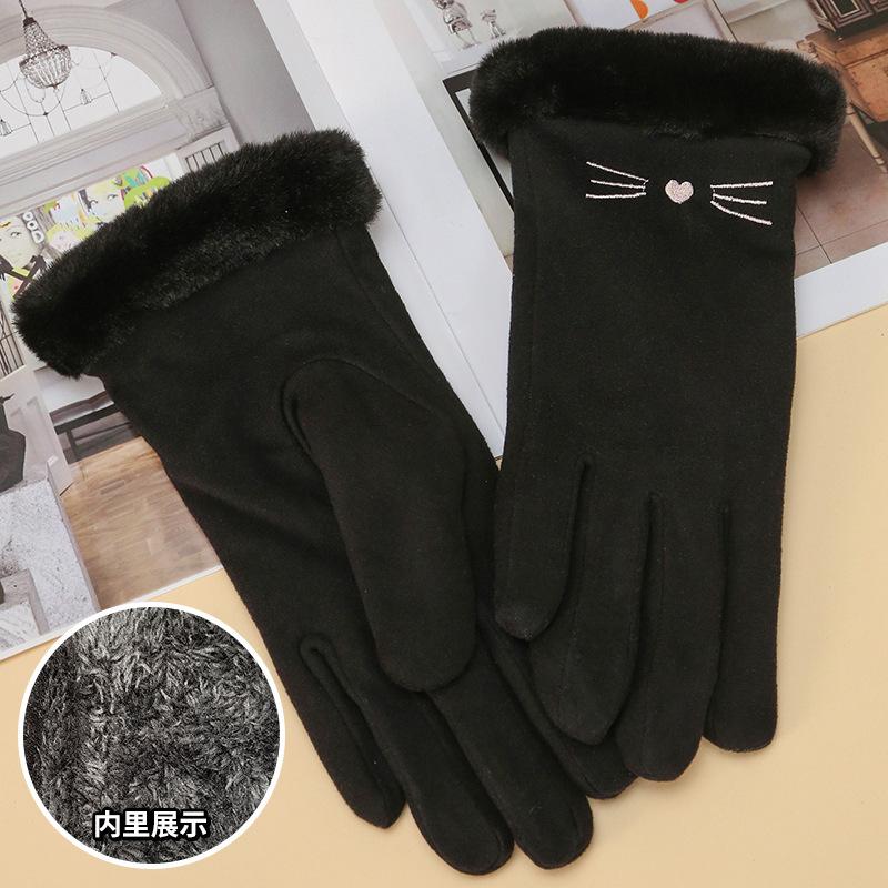 

Gloves warm autumn and winter gloves plush touch screen gloves Korean versatile premium outdoor gloves average size