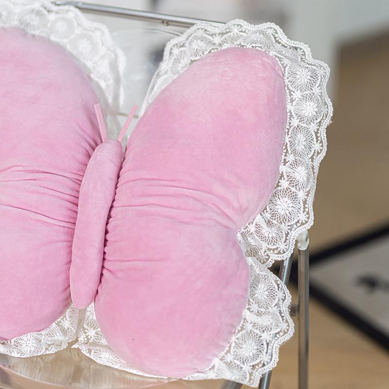 Butterfly Lace Pillow Butterfly Shaped Decorative Pillow For Sofa Couch Bed Plush Velvet Lumbar Support Cushion For Office Chair