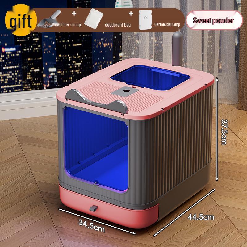 Extra velký skládací uzavřený kočičí záchod s deodorizérem a zásuvkou proti rozstřiku