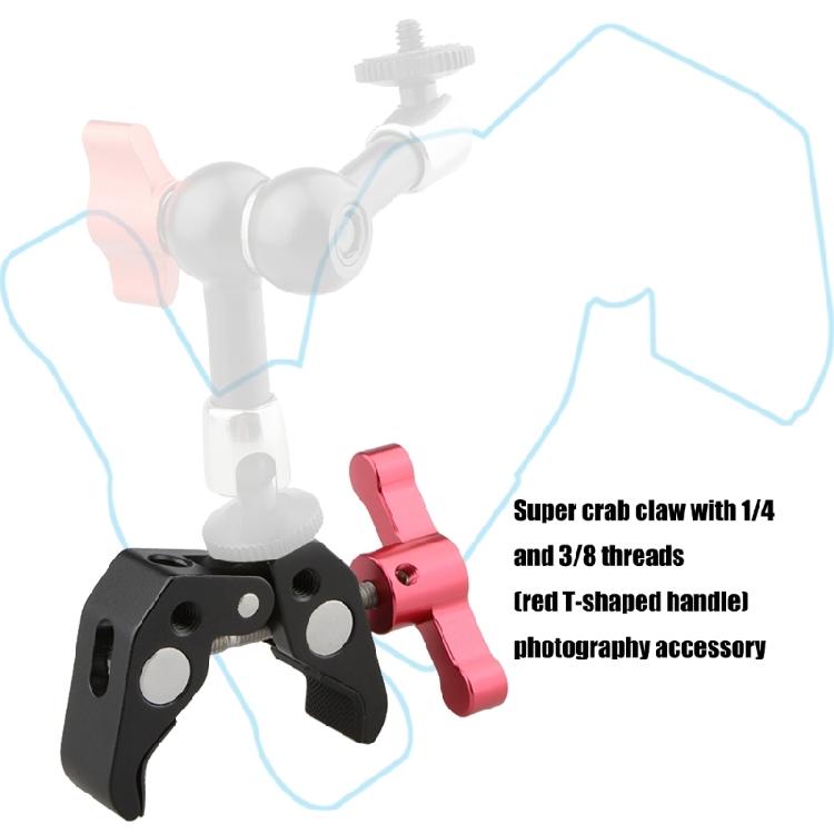 Heavy Duty Multifunctional Super Crabbing Clamp 1/4inch-20 & 3/8inch-16 Screw Thread Adapter for Camera Photography Ligh