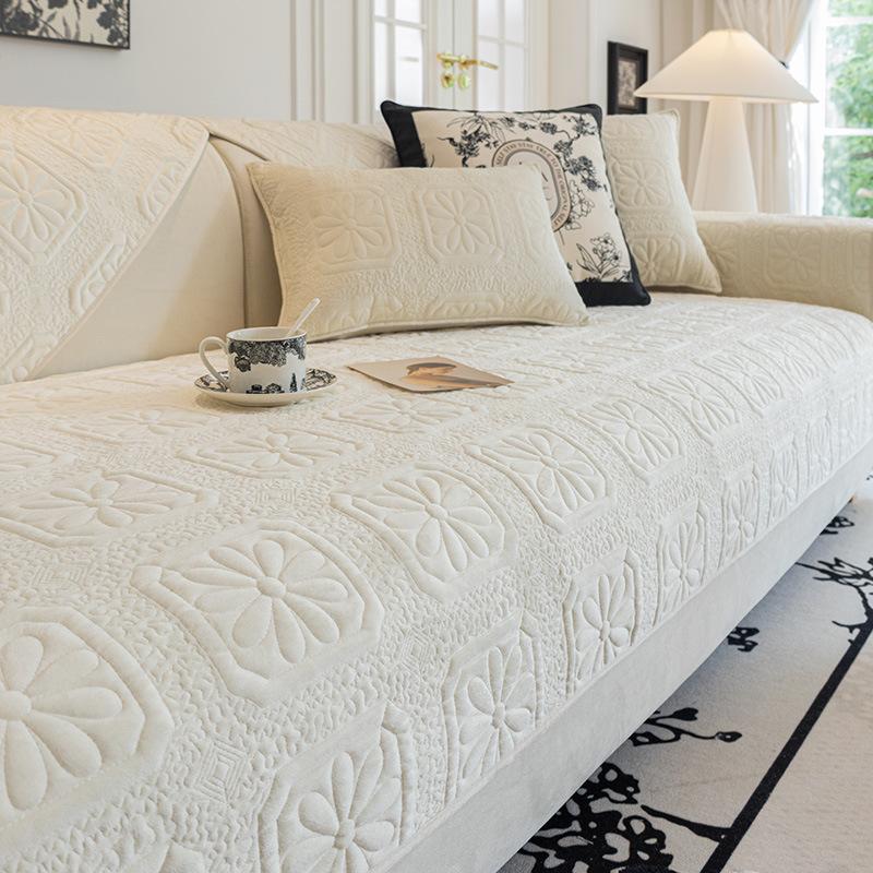 Cojín de sofá de otoño e invierno, cojines de asiento antideslizantes de alta gama, funda de sofá de vellón grueso, funda de tela