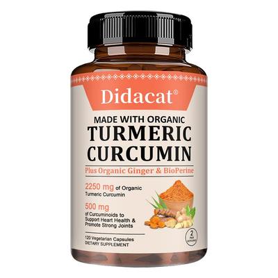 Organic Curcumin Complex Dietary Supplement, With Ginger, Black Pepper Extract