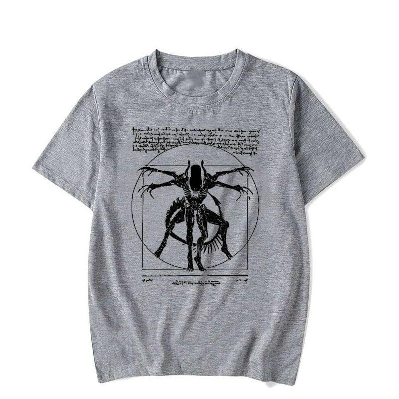 Punk Vintage Streetwear Alien Unisexs TShirt Gamer TShirt Da Vinci Print Short Sleeve Y2k Rock Graphic Print TShirt Unisex S