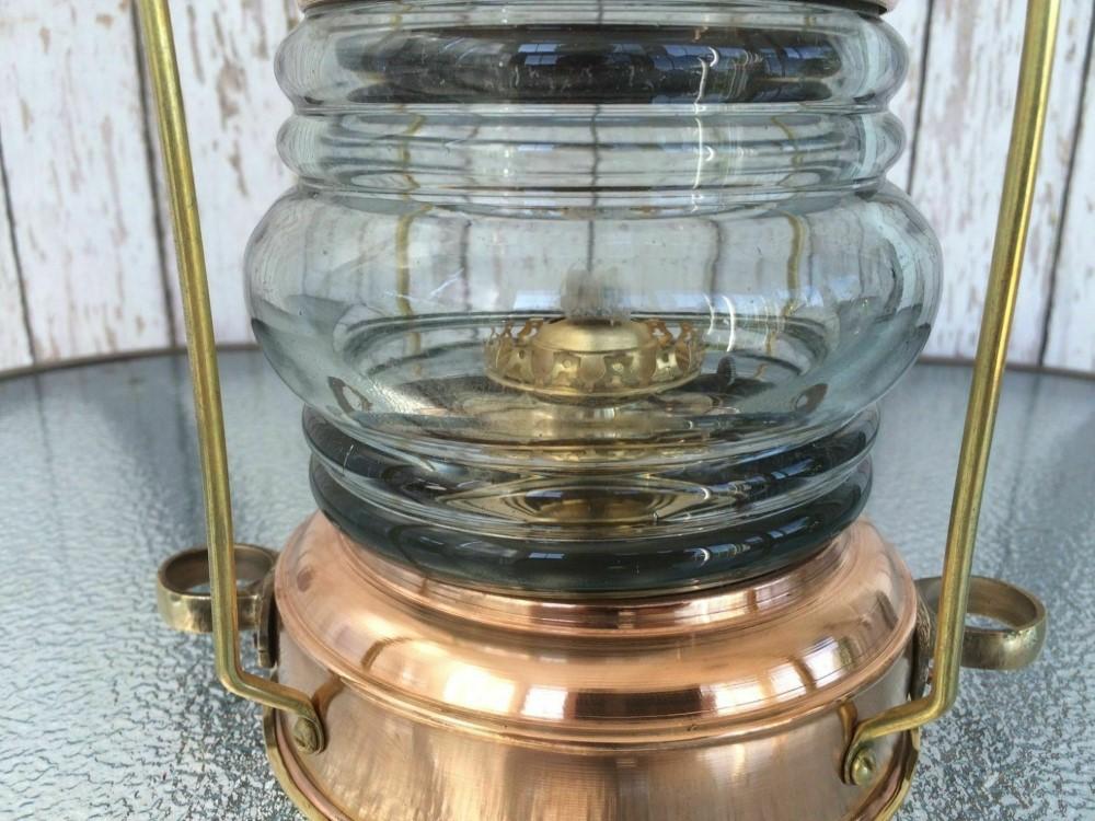 Brass & Copper Anchor Oil Lamp ~ Nautical Maritime Ship Lantern ~ Boat Light