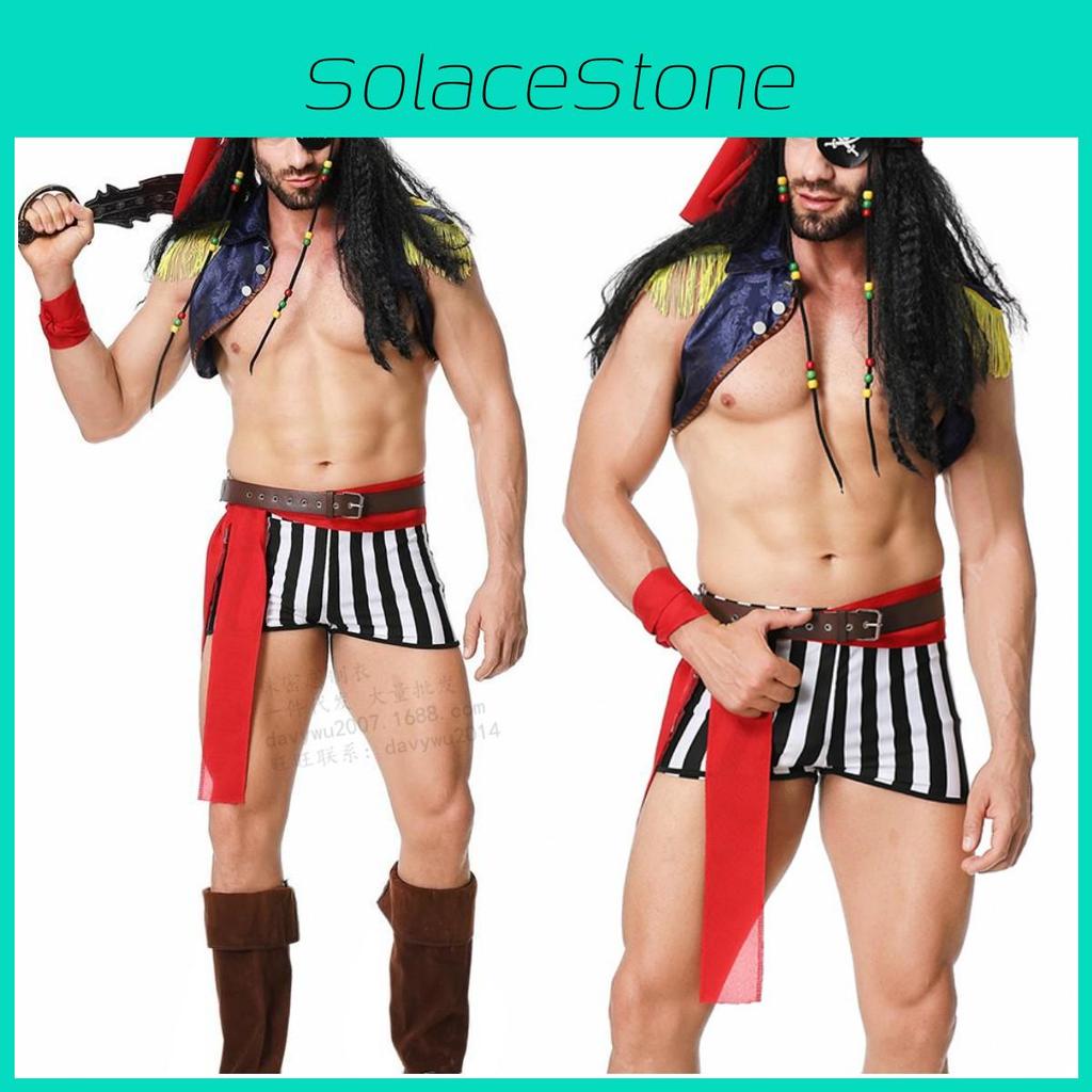 Karibisches Piratenkostüm für erwachsene Männer für Halloween, Cosplay, Verkleidungsparty, Matrose, Bühnenauftritt-Outfit