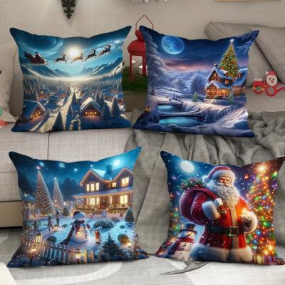 Neuer Weihnachts-Kissenbezug für Heim-Sofa-Dekoration Bedruckter Kissenbezug Weihnachts-Kissenbezug