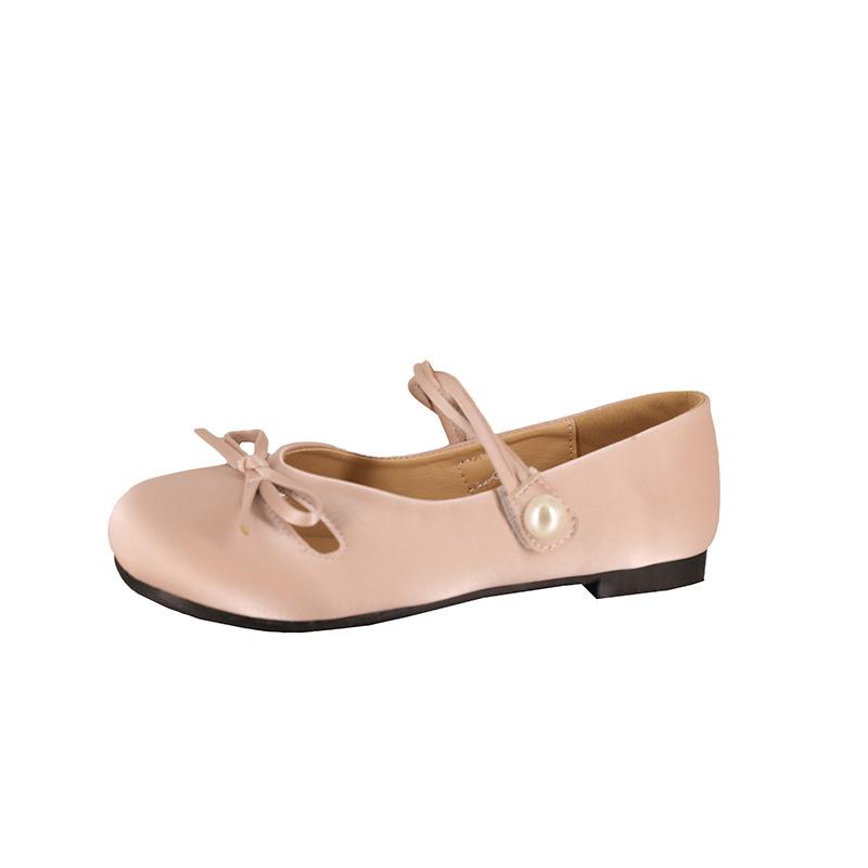 

Fairy shoes round head shallow mouth single shoes female summer 2025 new celebrity bow flat bottom temperament Doudou shoes 40