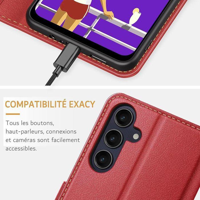 Coque de Protection - BOOLING - pour Samsung Galaxy A07 - Antichoc Synthécuir Rouge - 2 Verres Trempés