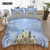 Water Wave Comforter Cover Package Rainbow Water Wave Blue Sky White Cloud Reflection Bed Cover Package Fine Microfiber King Size Queen Size Size