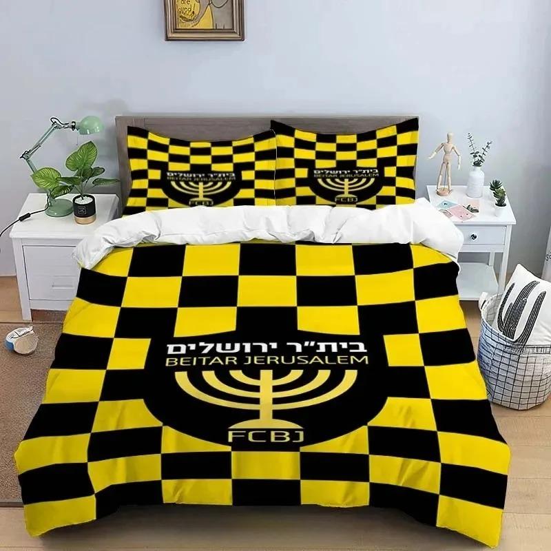 3D Print Black Yellow Beitar J-Jerusalem Duvet Cover Pillowcase Football Bedding Set 3piece set Adults Bedroom Duvetcover Sets