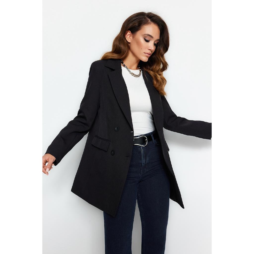 Jachetă din nurcă cu dublu nasturi, cu buzunare, căptușită, țesută Tctss22ce025