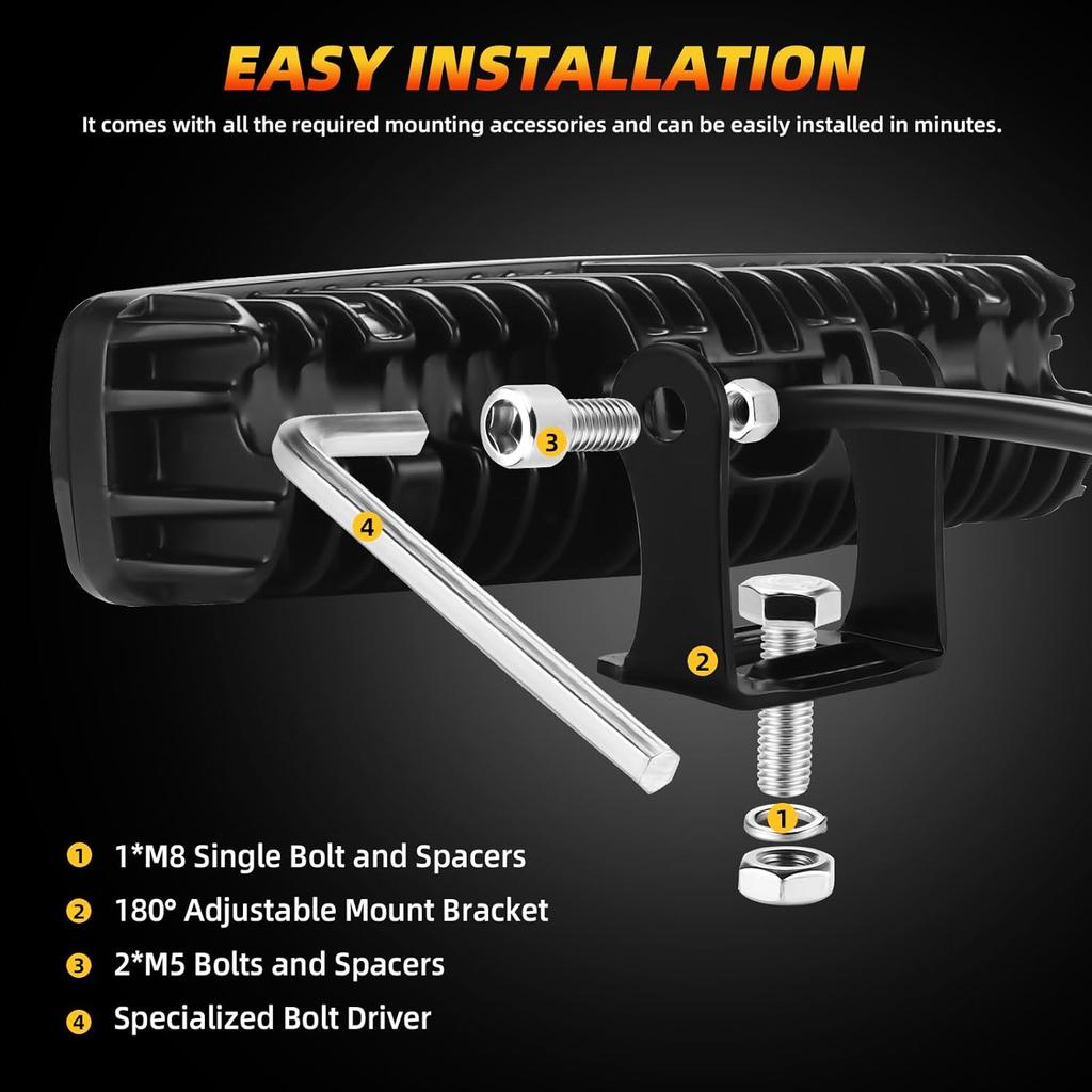 DERI 6 Inch LED Light Bar, 2PCS 6000LM Spot Slim Light Pods With Cutoff Line, Off Road LED Driving Fog Reverse Backup Light Bar For Truck Pickup Car