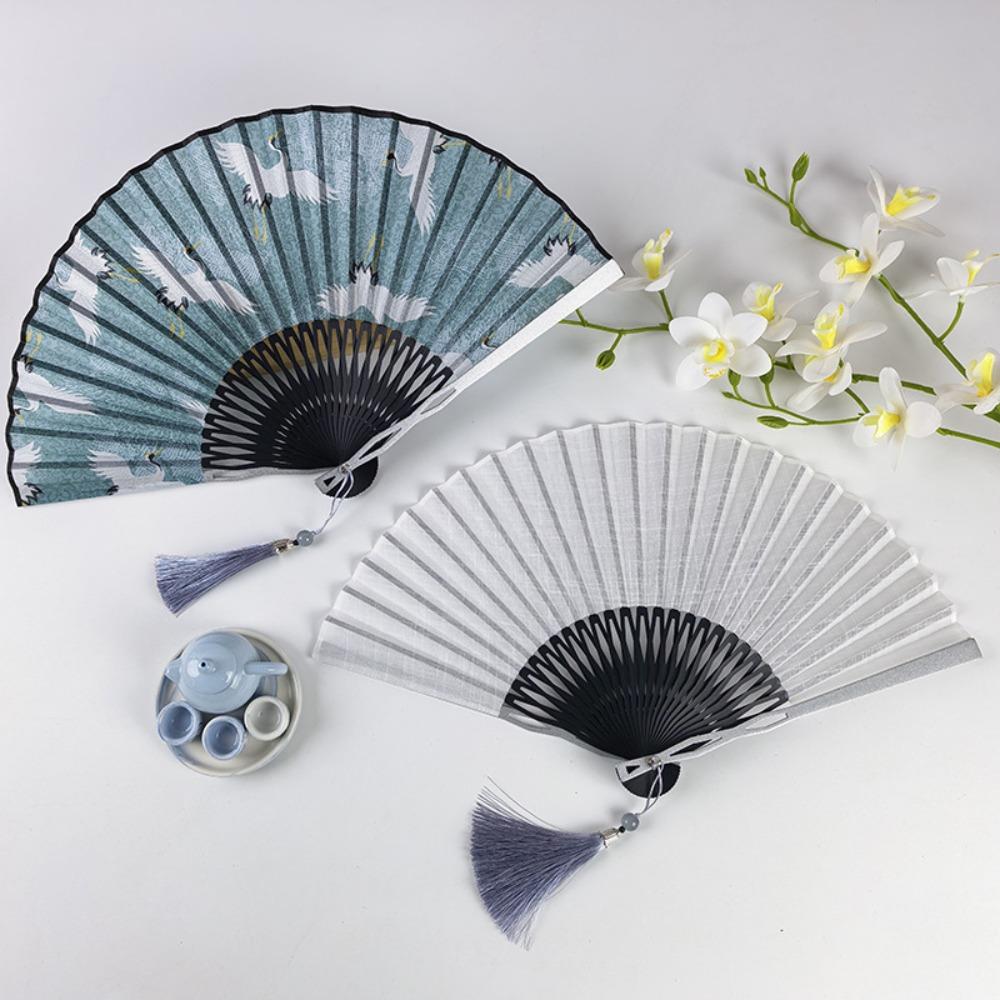 Vintage Chinesischer Stil Faltfächer Stofffächer Tanzfächer Tragbar Sommer Handfächer Bühne