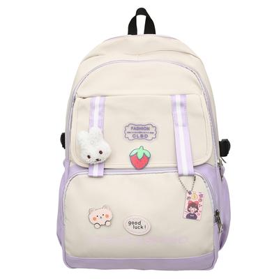 Rucksack mit großem Fassungsvermögen Schultasche für Studenten Damen Farbkontrast-Rucksack