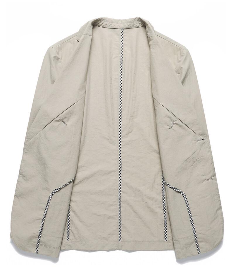 Men's Light Luxury Casual Blazer - Spring/Summer 2025, Thin Single-Breasted, Solid Color, Slightly Wrinkled Suit Jacket.