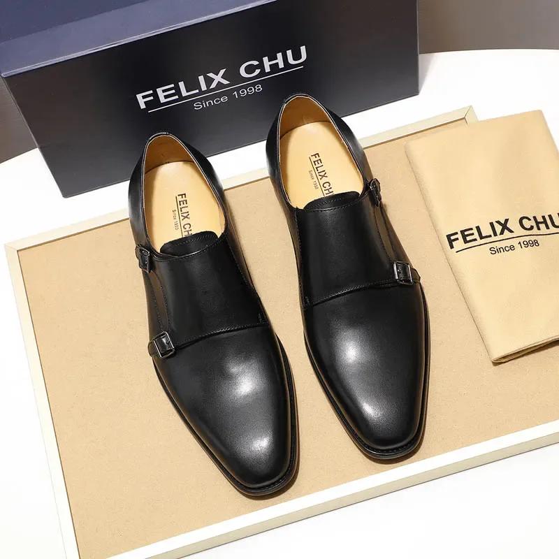 Fashion Handmade Genuine Leather Men's Oxfords Plain Toe Double Buckle Monk Strap Formal Classic Dress Shoes Size 6-13