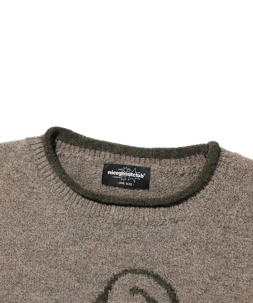 NICEGHOSTCLUB Bear Graphic Wide Crop Knit_Brown(Ng2Gffk604A)