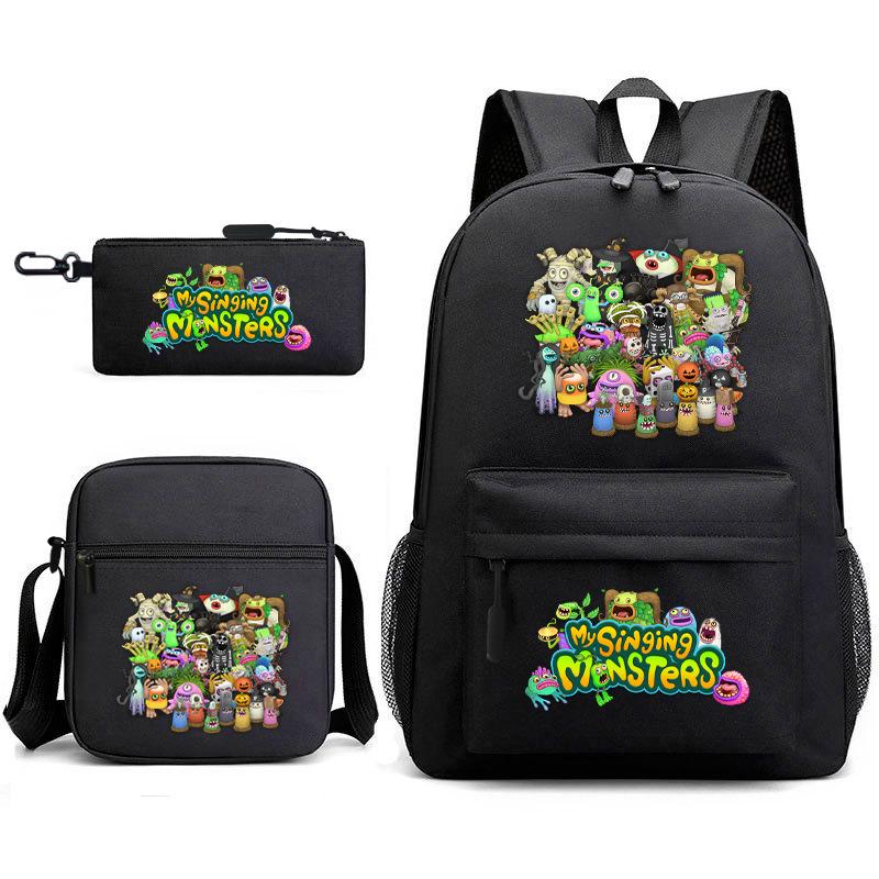 2024 New Monster Concert Starry Sky Backpack My Singing Monsters Elementary School Bag Three-piece Set