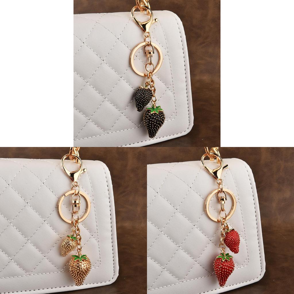 Fashion Strawberry Strawberry Keychain Alloy Car Keyring For Womens Bags Accessories
