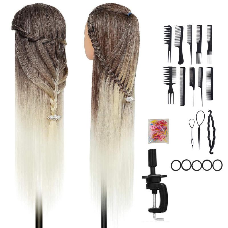 High Temperature Fiber Wig Mannequin Head for Hairdressing and Haircutting Training