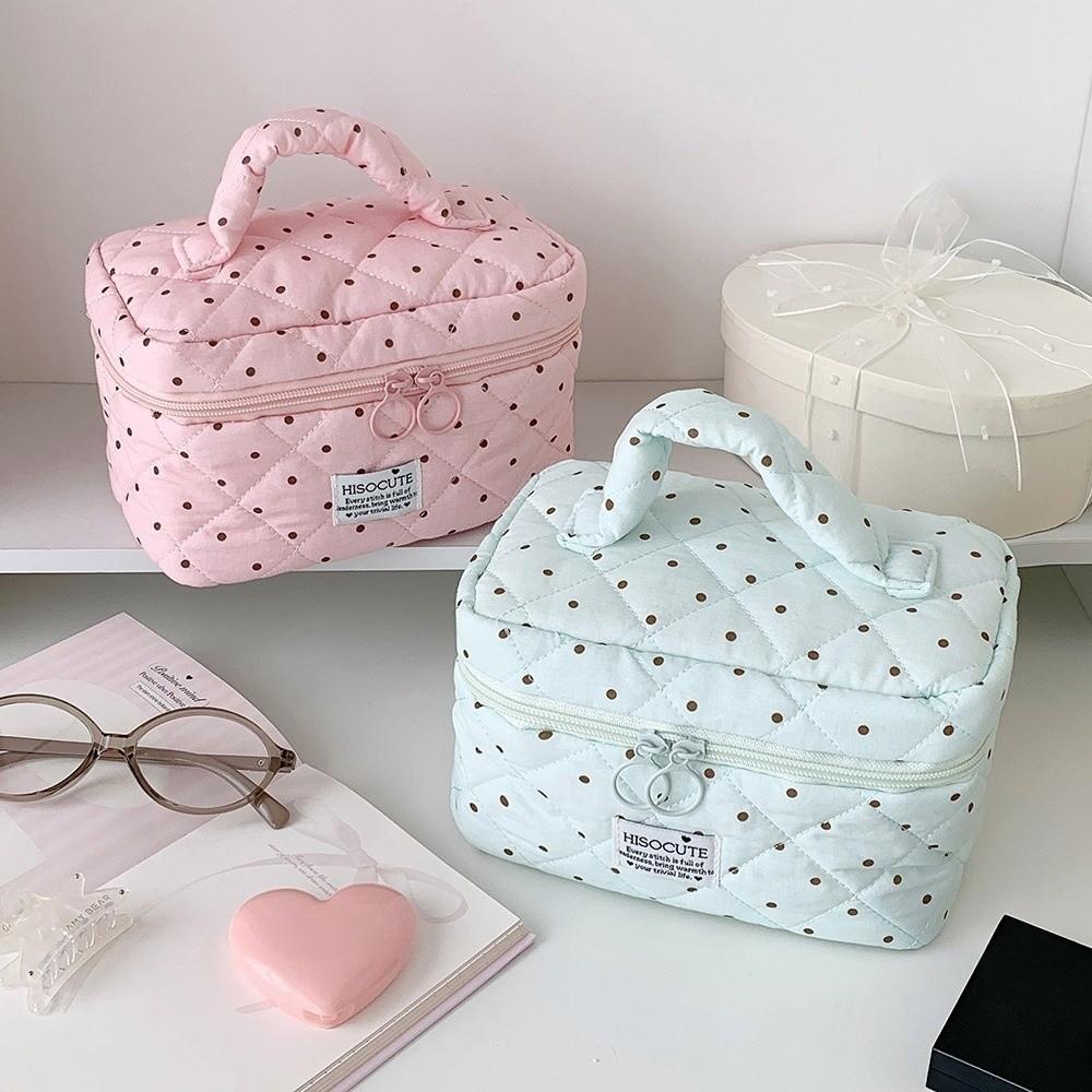 With Handle Y2k Dots Toiletry Bag Large Capacity Makeup Pouch Durable Cosmetic Storage Bag Men