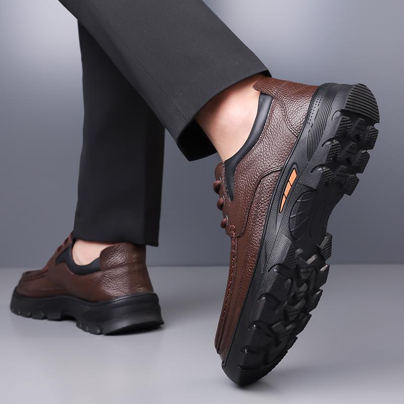Fashion Genuine Leather Mens Casual Shoes Spring Breathable Soft Bottom Men Dress Shoes High Quality Non-Slip Mens Business Shoes
