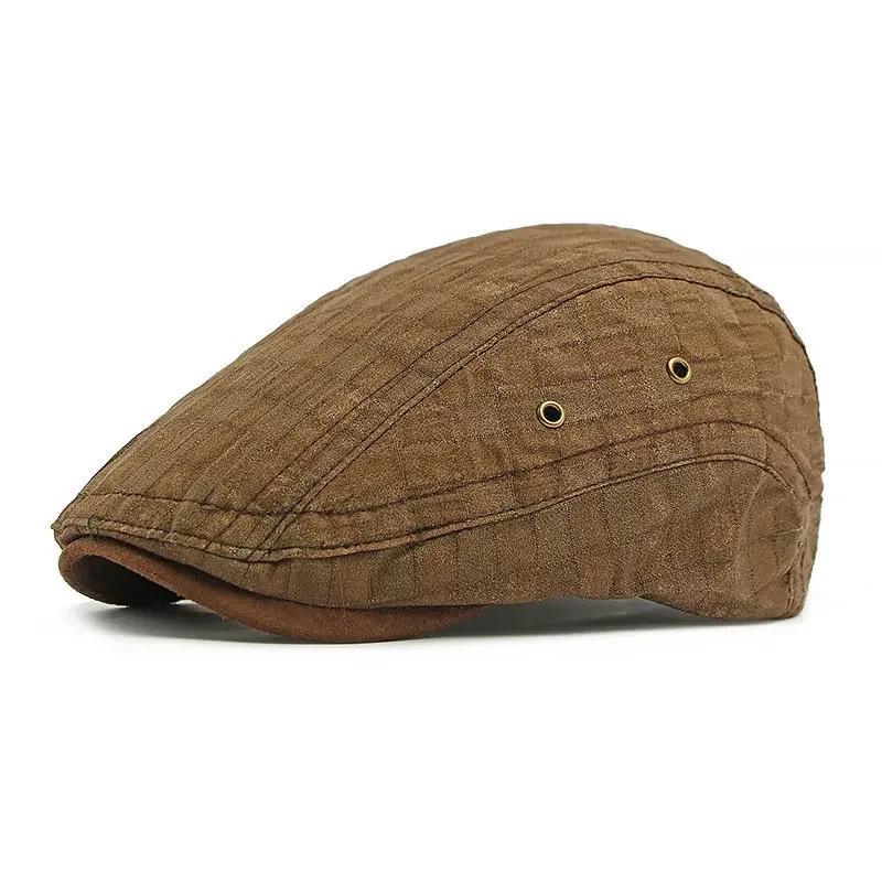 

Spring and Summer Cotton Print Newsboy Caps Men Flat Cap Women Painter Beret Hats 01 56-60cm wear коричневый