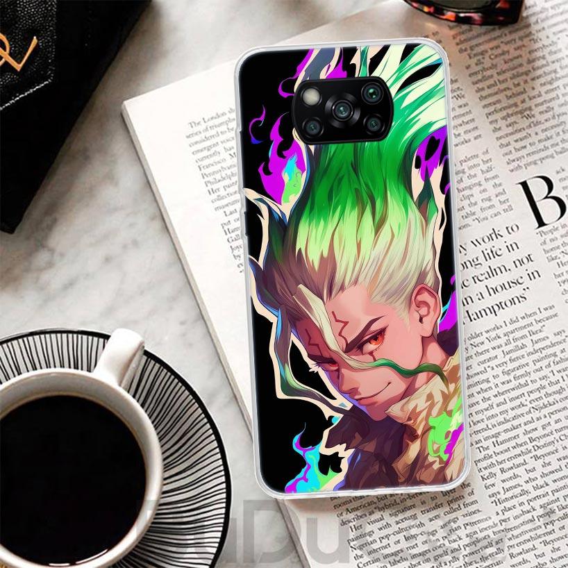 D-Dr Stone Anime Cover For Xiaomi Poco X7 X6 X5 Pro X3 Nfc F7 Ultra Phone Case F6 F5 X4 F4 Gt F3 M6 M5S M4 M3 Print Shell Poco X