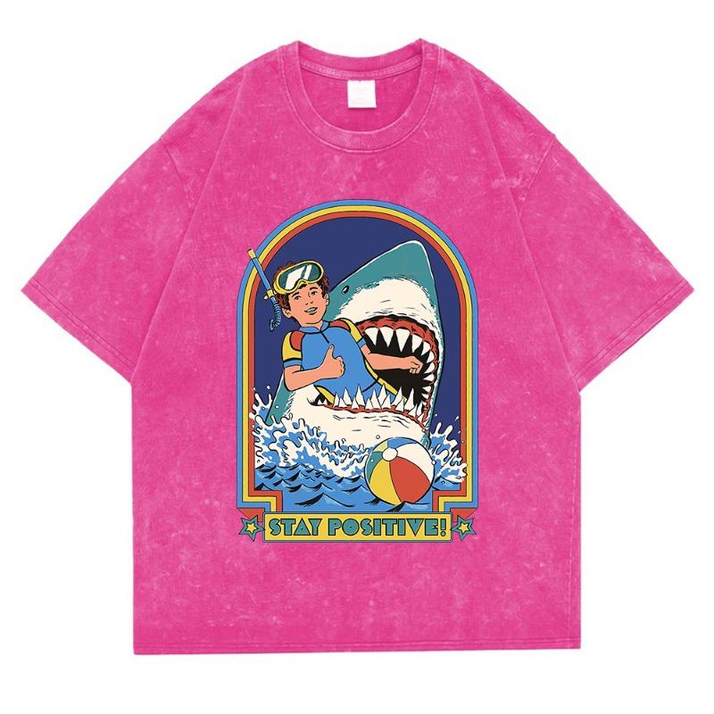 Stay Positive Printing Washed Retro Snow Womens T-Shirt Cotton Loose Tees Cotton Oversize Streetwear Breathable Tshirt Couple