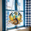 Acrylic Stained Glass Style Dragon Sun Catcher Window Hanging Ornament with Chain for Home Decoration and Gift