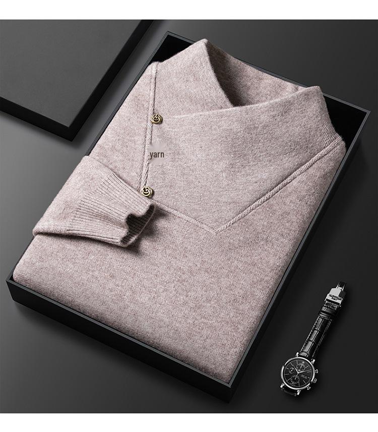 2025 Men's Winter Korean Style Thick Knit Half-High Neck Sweater