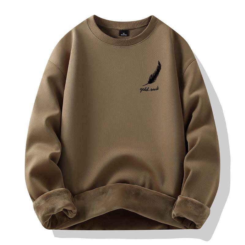 Padded Hooded Sweater Men's Autumn and Winter New Cotton Loose Feather Print Fashion Jacket