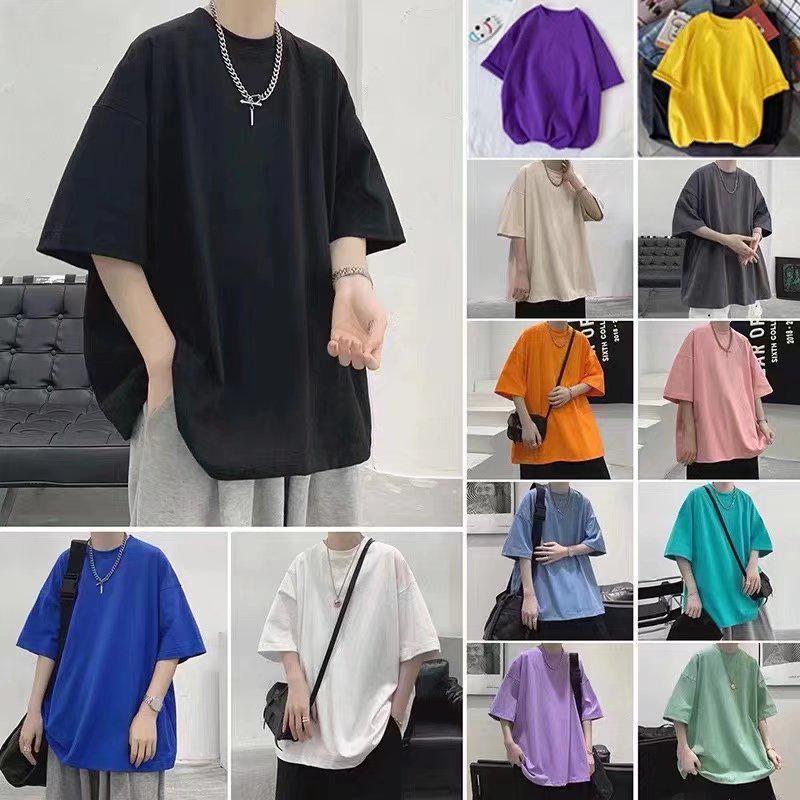 Men's Short Sleeve Trendy Solid Color Hong Kong Style Loose Summer T-Shirt